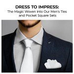 Men's White Tie and Pocket Square Set