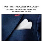 Men's White Tie and Pocket Square Set