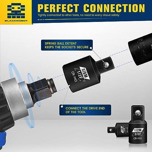 BLACKROBOT 4pc Impact Socket Adapter Set 1/4"-1/2" SAE