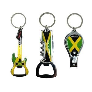 Jamaica Keychain Set: Opener, Clipper & Guitar