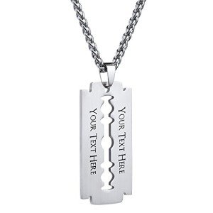 Custom Engraved Stainless Steel Razor Blade Necklace