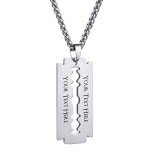 Custom Engraved Stainless Steel Razor Blade Necklace