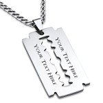Custom Engraved Stainless Steel Razor Blade Necklace