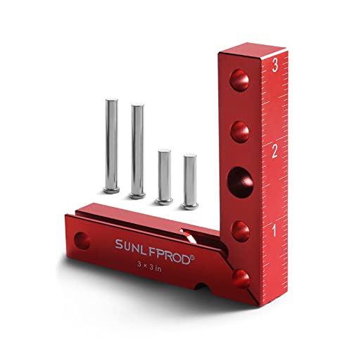 SUNLFPROD Mini Small Square Center Finder Woodworking 90 Degree Precision Measuring Square Tool, Center Marking Square Mini Layout Square Carpenter Small Wood Square Tool (Red)