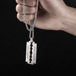 Custom Engraved Stainless Steel Razor Blade Necklace