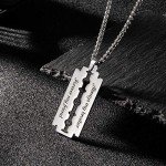 Custom Engraved Stainless Steel Razor Blade Necklace