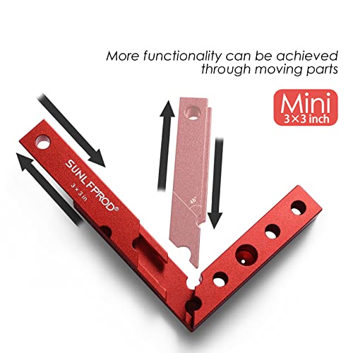 SUNLFPROD Mini Small Square Center Finder Woodworking 90 Degree Precision Measuring Square Tool, Center Marking Square Mini Layout Square Carpenter Small Wood Square Tool (Red)