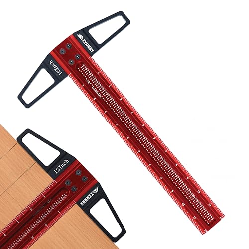 TYDEEY 12, 24, 31, 39 in Precision T-Square Ruler Woodworking Scriber Measuring Tool, Aluminum Alloy T Rulers, 90 Degree T Type Wood Layout Square for Architect and Carpenter Work (12 inch)