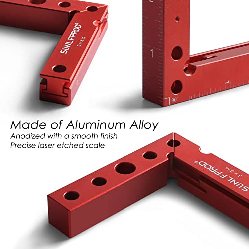 SUNLFPROD Mini Small Square Center Finder Woodworking 90 Degree Precision Measuring Square Tool, Center Marking Square Mini Layout Square Carpenter Small Wood Square Tool (Red)