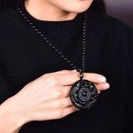 Obsidian Pendant Necklace with Extend Bead Chain