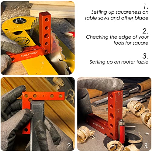 SUNLFPROD Mini Small Square Center Finder Woodworking 90 Degree Precision Measuring Square Tool, Center Marking Square Mini Layout Square Carpenter Small Wood Square Tool (Red)