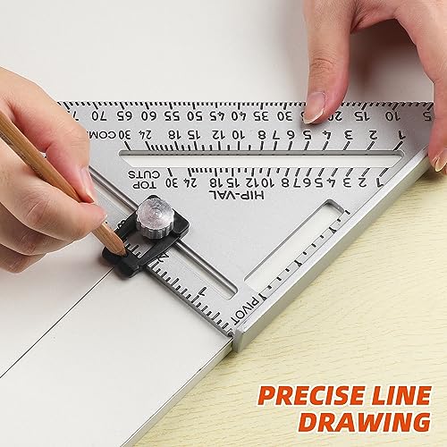 RONGPRO Aluminum 7-inch Rafter Square, Carpenter Measuring Layout Tool, Triangle Carpenter Square Die-cast Aluminum Alloy for Woodworking and Carpentry