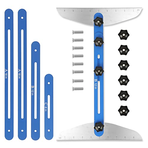 DIYAREA Stair Treads Gauge Template Tool,Stair Jig, Aluminum Alloy Stair Measuring Tool,Adjustable Measurement Tool, Shelf Scribe Layout Tool for Stairs,Risers,Shelf and Cutting Drywall,8.86''-60.70''
