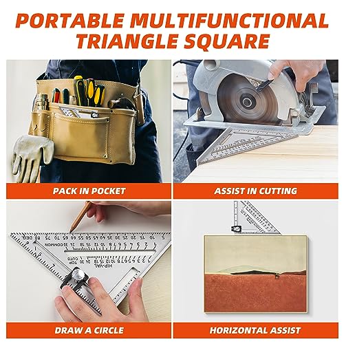 RONGPRO Aluminum 7-inch Rafter Square, Carpenter Measuring Layout Tool, Triangle Carpenter Square Die-cast Aluminum Alloy for Woodworking and Carpentry