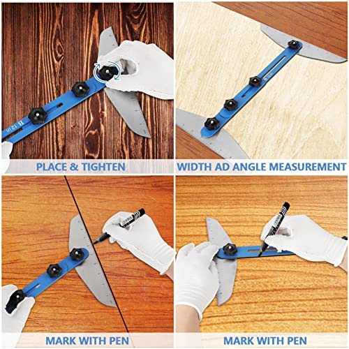 DIYAREA Stair Treads Gauge Template Tool,Stair Jig, Aluminum Alloy Stair Measuring Tool,Adjustable Measurement Tool, Shelf Scribe Layout Tool for Stairs,Risers,Shelf and Cutting Drywall,8.86''-60.70''