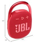 JBL Clip 4: Portable Waterproof Bluetooth Speaker (Red)