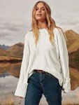 ANRABESS Women's Oversized Crewneck Long Sleeve Fuzzy Knit Casual Chunky Warm 2024 Fall Pullover Sweaters Top Trendy Outfits White Small