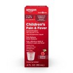 Amazon Basic Care Children's Pain Reliever & Fever Reducer, Acetaminophen 160 mg per 5 mL Oral Suspension Liquid, Dye-Free Cherry Flavor, 4 fl oz (Pack of 1)