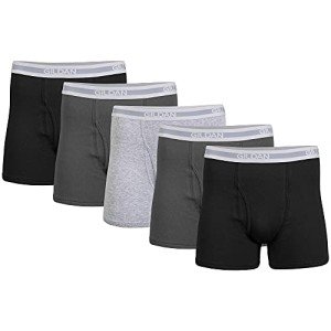 Gildan Men's Underwear Boxer Briefs, Multipack, Black/Charcoal/Sport Grey (5-Pack), Medium