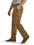 Wrangler Authentics Men's Relaxed Fit Stretch Cargo Pant, Kangaroo, 36W x 32L
