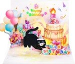 FITMITE Birthday Cards, Cute Cat MUSIC & LIGHTS & BLOWABLE CANDLE Funny Pop up Happy Birthday Card, Birthday Gifts for Women Men Cat Lover Mom or Dad