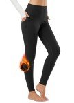 BALEAF Women's Fleece Lined Leggings Thermal Warm Winter Tights High Waisted Thick Yoga Pants Cold Weather with Pockets Black XL