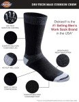 Dickies Men's Dri-Tech Moisture Control Max Full Cushion Crew Socks, Available in M-XL (6, 12, Black (6 Pairs), X-Large