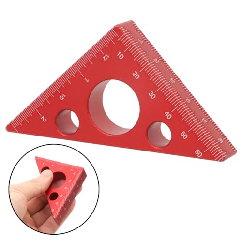 KETIPED Aluminum 45/90 Degree Layout Thickened Triangle Ruler,Imperial and Metric Scales Isosceles Right Triangular high-Precision Measuring Ruler,Square Measuring Tool for Woodworking,MG-045R