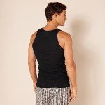 Amazon Essentials Men's Tank Undershirts, Pack of 6, Black, Large