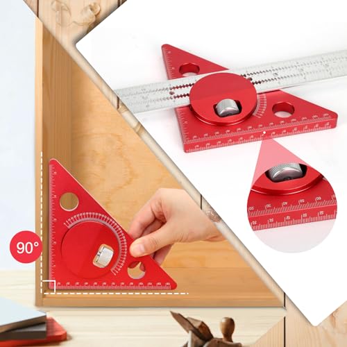 Edge Ruler Woodworking 17.3in, Violetfox 180 Degree Adjustable Protractor Angle Finder Inch and Metric Scribing Tool, Woodworking Scriber Architect Angle Ruler for Carpenter Layout and Measuring