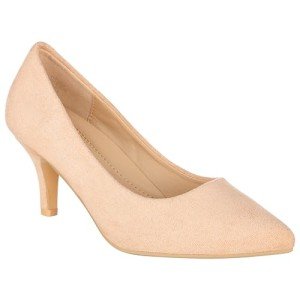 ILLUDE Classic Pointed Toe Pumps – Comfortable Low Stiletto Heel Pump Shoes – Cherry (7, Nude Suede)