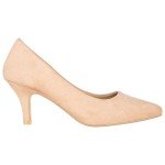 ILLUDE Classic Pointed Toe Pumps – Comfortable Low Stiletto Heel Pump Shoes – Cherry (7, Nude Suede)