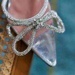 Arqa Rhinestone Bow Heels for Women Pointed Toe Crystal Ankle Strap Slingback Pumps Clear Stiletto High Heel Sandals Wedding Bridal Shoes