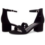 Herstyle Sunday Womens Low Heels Open Toe Dress Heeled Sandals Ankle Strap Chunky Block Short Heel Pumps Shoes for Prom Wedding Party Office, 2023BlackNubuck, Size 7.5