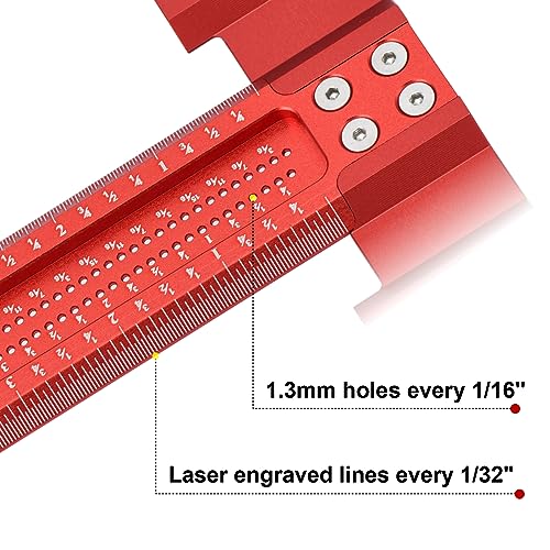 AKNgoes Woodworking Scriber T-Square Ruler 12in with Thoughtful Support Lips, Architect Ruler for Carpenter Work, Layout and Measuring Tools…