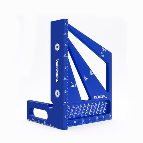 3D Multi Angle Measuring Ruler Aluminum Alloy Woodworking Square,Versatile Square Tool with Preset Angles from 22.5° to 90° Ideal Layout Tool for Carpentry, Engineering & DIY Projects