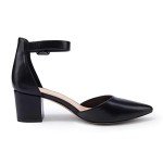 FISACE Womens Low Mid Square Heel Ankle Strap Sandal Office Ladies Pointed Toe Pumps Shoes