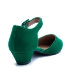 Women's Low Block Chunky Heels Dress Shoes Ankle Strap Closed Toe 1.5 inch Heels D'Orsay Work Pumps Black Matte 42 US 9