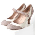 J. Adams Kym Mary Jane Shoes Women Oxford Pumps - Cute Low Kitten High Heels - Retro Vintage Shoes for Women 1950s Mary Janes Round Toe Shoe with Ankle Strap - Women Dress Shoes Rose Gold Glitter
