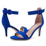 Shoe Land SL-Ambrosia Womens Heeled Sandals Dressy Strappy Heels Open Toe Ankle Strap Stiletto High Heels Black Blue Gold Red Heels for Evening Party Wedding Prom, 1901Royalblue, Size 10.0
