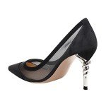 YDN Women's Chic Pointed Closed Toe Mid Heel Pumps Candy Cane Slip On Stilettos Slide Dress Shoes for Party Size 8.5 Grenadine