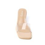 vivianly Womens Clear Heels Sandals Transparent Chunky Heels Backless Open Toe Slip on Mules Heeled Slipper Dress Shoes size 8.5