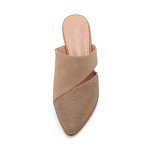 Syktkmx Womens Cutout Backless Chunky Stacked Mules Slip On Closed Toe Scale Heeled Sandal Shoes Khaki