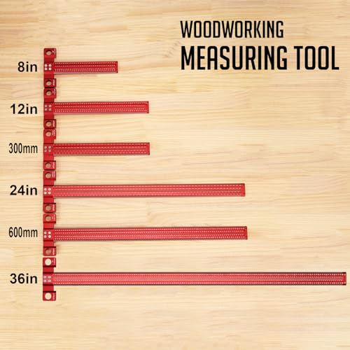 AKNgoes Woodworking Scriber T-Square Ruler 12in with Thoughtful Support Lips, Architect Ruler for Carpenter Work, Layout and Measuring Tools…