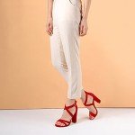 IDIFU Women's Chunky Heel Sandal Strappy Open Toe Ankle Strap Dress Shoes for Women Bridesmaid Ladies in Wedding Evening Homecoming Prom (Red Suede, 10 M US)