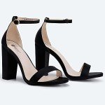 IDIFU Women's Black Chunky High Block Pump Heel Sandals Open Toe Ankle Strap Wedding Bride Bridesmaid Prom Dress Shoes