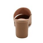 Syktkmx Womens Cutout Backless Chunky Stacked Mules Slip On Closed Toe Scale Heeled Sandal Shoes Khaki