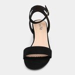 DREAM PAIRS Womens Open Toe Ankle Strap Low Block Chunky Heels Sandal Party Dress Pumps Shoes, Black/Suede - 9.5 (Carnival)
