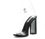 Cape Robbin Maria-2 Clear Chunky Block High Heels for Women, Transparent Strappy Open Toe Shoes Heels for Women - Black Size 6.5