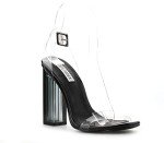 Cape Robbin Maria-2 Clear Chunky Block High Heels for Women, Transparent Strappy Open Toe Shoes Heels for Women - Black Size 8